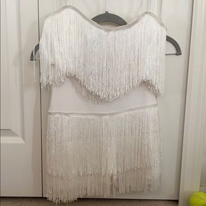 white fringe skirt set